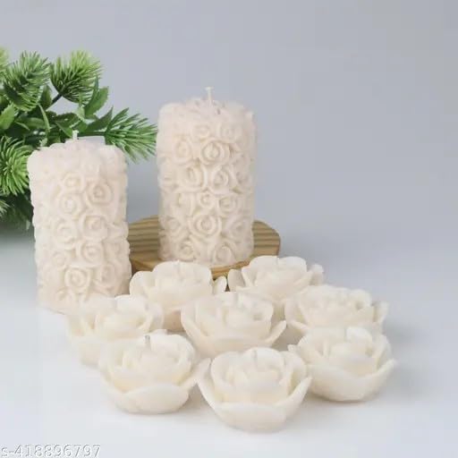 ๐ 100% pure soy wax floating rose & pillar candles โ set of 10 | scented, smokeless, decorative white candles ๐ฏ๏ธ๐ค๐นโจ ๐ 100% pure soy wax floating rose & pillar candles โ set of 10 | scented, smokeless, decorative white candles ๐ฏ๏ธ๐ค๐นโจ