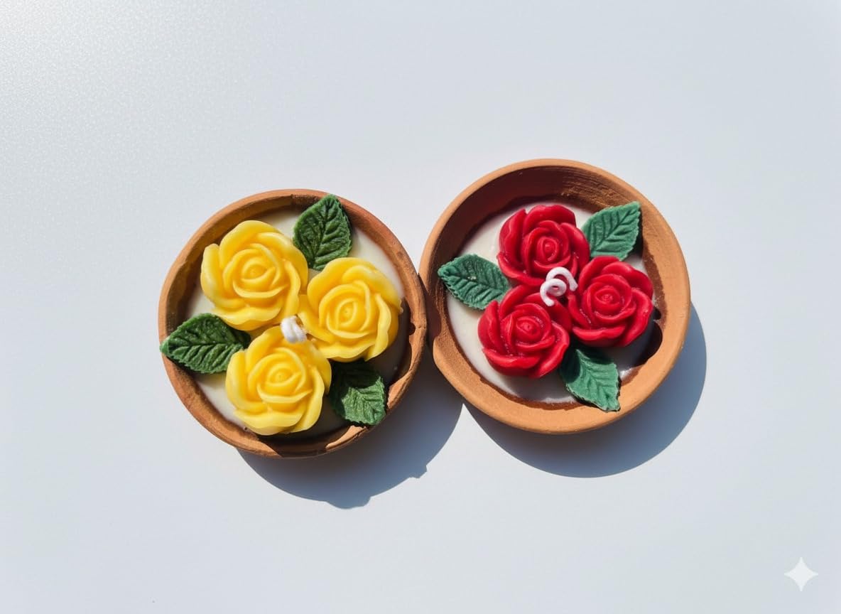 🌹🪔🕯️ rose diya candle | floral wax diya | festive décor & gift ✨🕉️🏡 🌹🪔🕯️ rose diya candle | floral wax diya | festive décor & gift ✨🕉️🏡