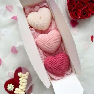 π luxury heart textured candle gift box β set of 3 | premium soy wax | romantic gifting edition β¨π―οΈπ