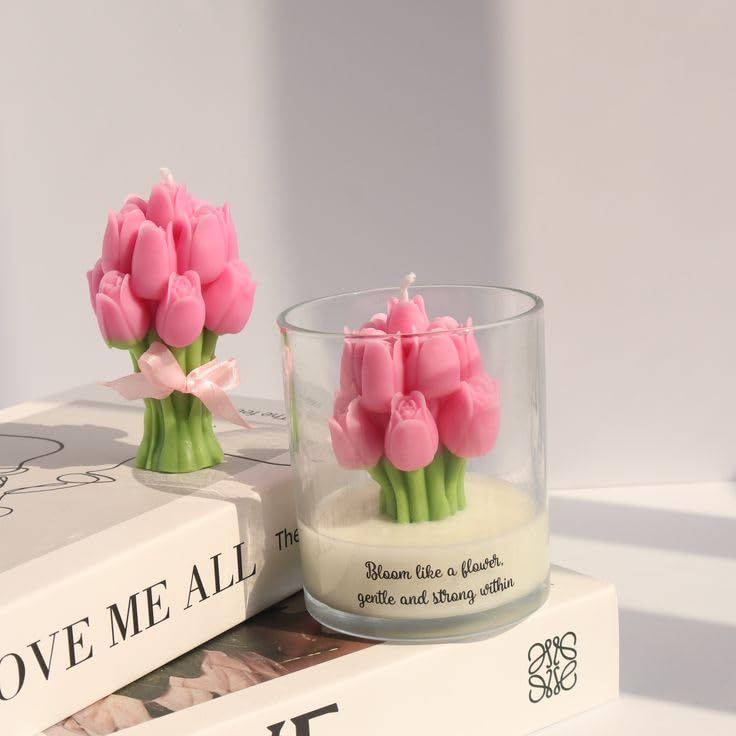 πΈπ―οΈ pink tulip jar candle | decorative scented candle for home & gifting β¨π πΈπ―οΈ pink tulip jar candle | decorative scented candle for home & gifting β¨π