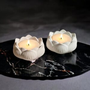 πβ¨ moon votive candles β set of 2 | concrete jar candles | rose scented | lotus design | festive & home dΓ©cor