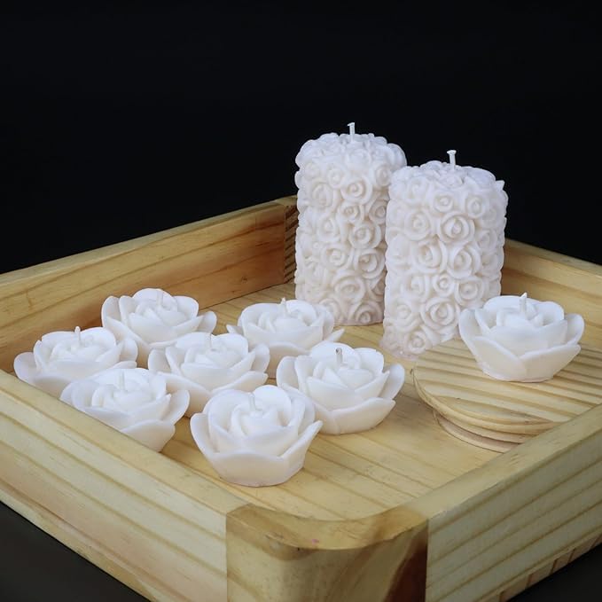 ๐ 100% pure soy wax floating rose & pillar candles โ set of 10 | scented, smokeless, decorative white candles ๐ฏ๏ธ๐ค๐นโจ ๐ 100% pure soy wax floating rose & pillar candles โ set of 10 | scented, smokeless, decorative white candles ๐ฏ๏ธ๐ค๐นโจ