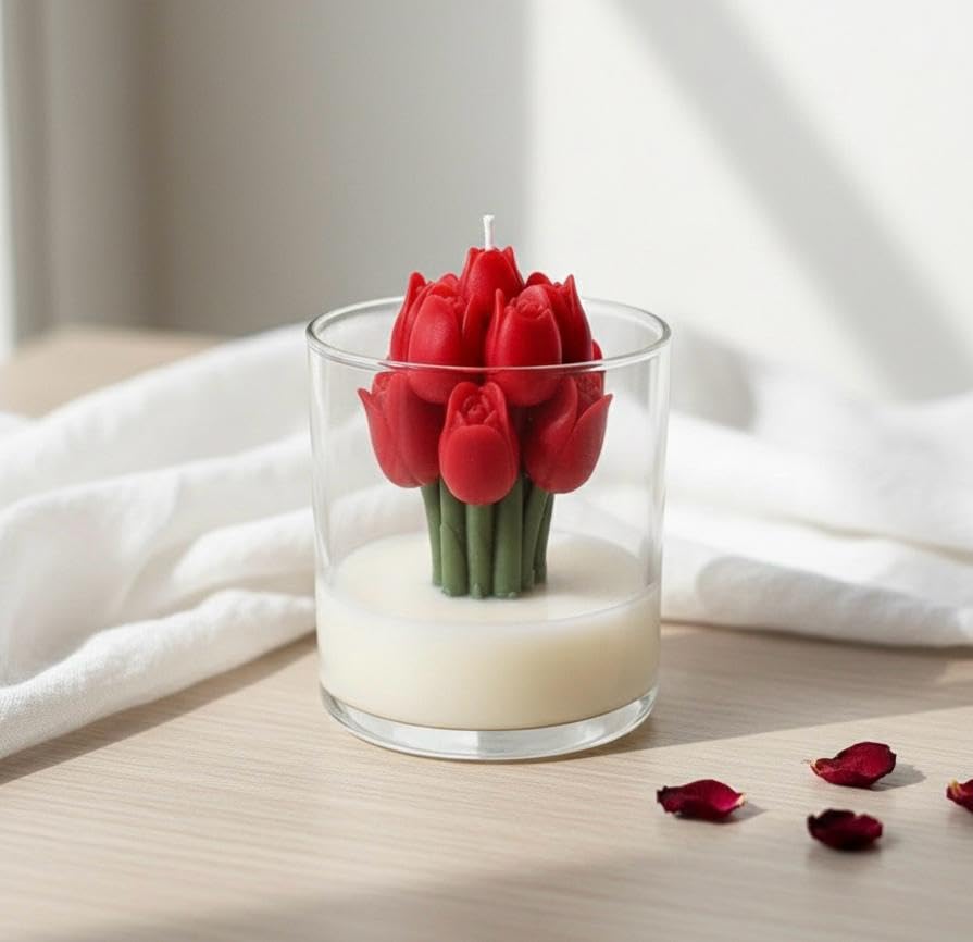 ❤️🕯️ red tulip jar candle | decorative scented candle for home & gifting ✨🌹 ❤️🕯️ red tulip jar candle | decorative scented candle for home & gifting ✨🌹