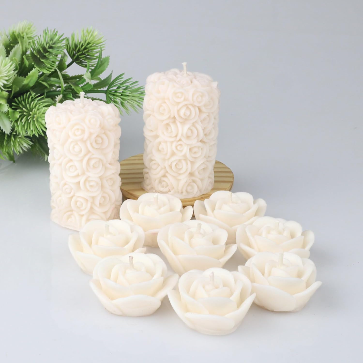 ๐ 100% pure soy wax floating rose & pillar candles โ set of 10 | scented, smokeless, decorative white candles ๐ฏ๏ธ๐ค๐นโจ ๐ 100% pure soy wax floating rose & pillar candles โ set of 10 | scented, smokeless, decorative white candles ๐ฏ๏ธ๐ค๐นโจ