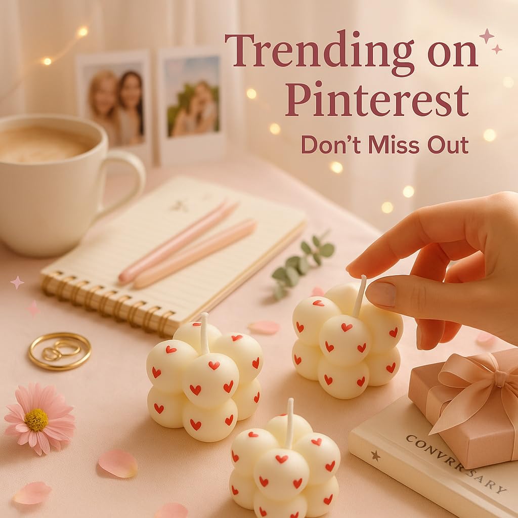 πΉπ―οΈ mini rose scented bubble candle with heart decorations β pack of 2 | romantic & handcrafted aromatherapy candle β¨π πΉπ―οΈ mini rose scented bubble candle with heart decorations β pack of 2 | romantic & handcrafted aromatherapy candle β¨π