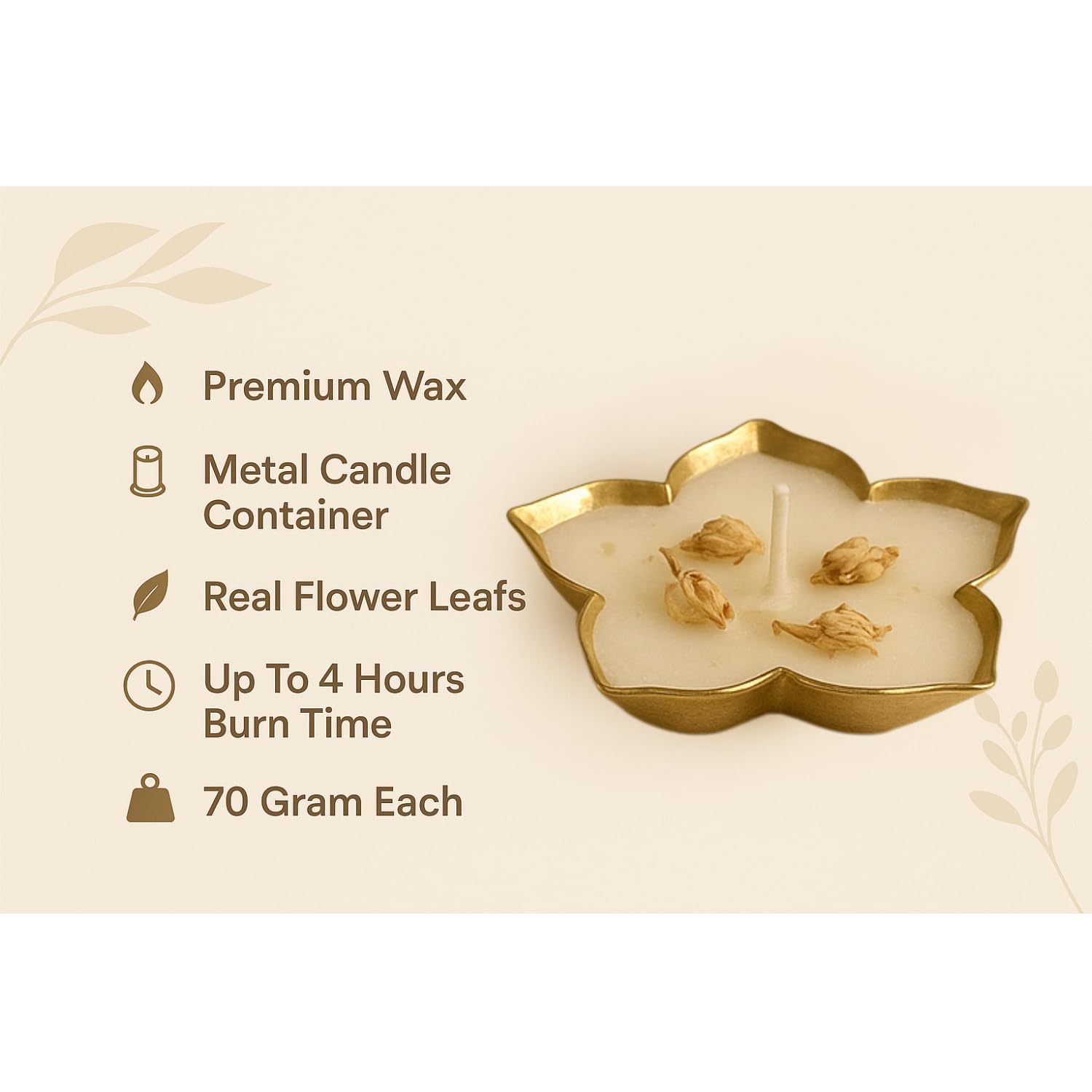 🪷🕯️ lotus urli candle set of 4 (amber wood scented) | flower shaped tealight candles with golden edge for home décor & diwali ✨ 🪷🕯️ lotus urli candle set of 4 (amber wood scented) | flower shaped tealight candles with golden edge for home décor & diwali ✨