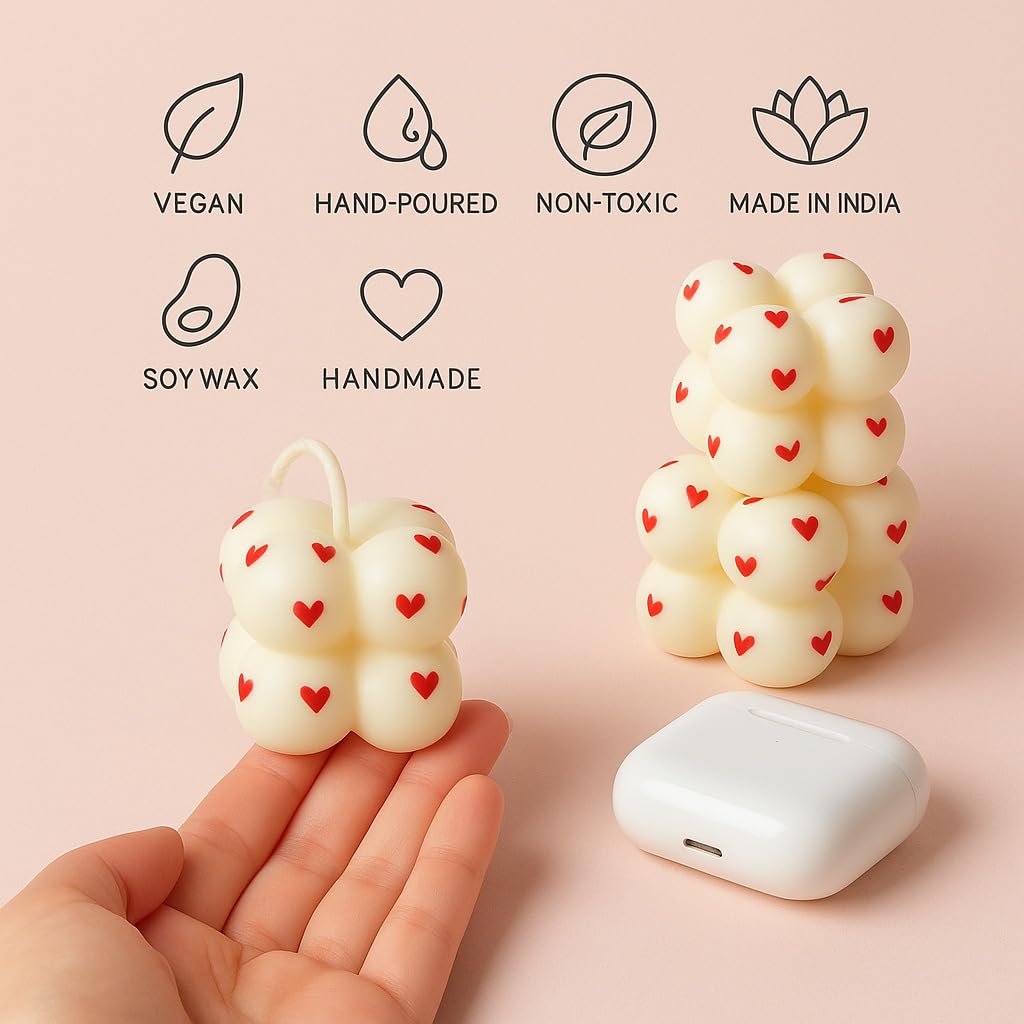 πΉπ―οΈ mini rose scented bubble candle with heart decorations β pack of 2 | romantic & handcrafted aromatherapy candle β¨π πΉπ―οΈ mini rose scented bubble candle with heart decorations β pack of 2 | romantic & handcrafted aromatherapy candle β¨π