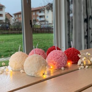 🌹 rose ball candles – set of 6 | handcrafted soy wax floral candles | scented decorative candles ✨🌸