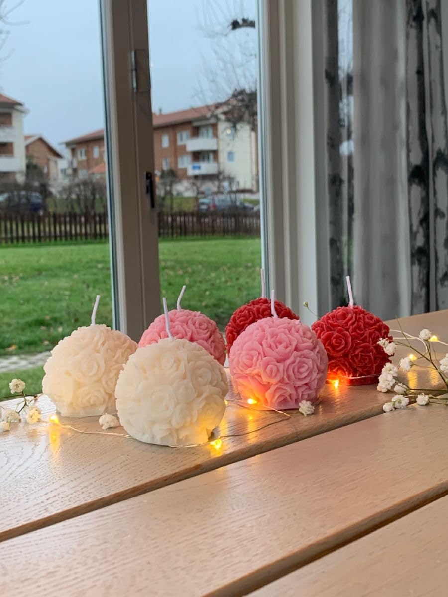 🌹 rose ball candles – set of 6 | handcrafted soy wax floral candles | scented decorative candles ✨🌸 🌹 rose ball candles – set of 6 | handcrafted soy wax floral candles | scented decorative candles ✨🌸