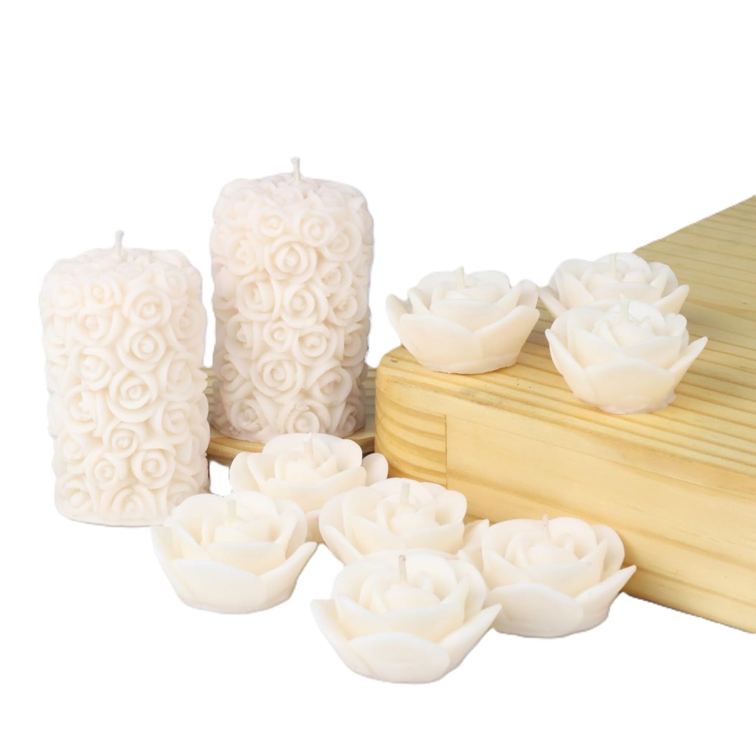 ๐ 100% pure soy wax floating rose & pillar candles โ set of 10 | scented, smokeless, decorative white candles ๐ฏ๏ธ๐ค๐นโจ ๐ 100% pure soy wax floating rose & pillar candles โ set of 10 | scented, smokeless, decorative white candles ๐ฏ๏ธ๐ค๐นโจ