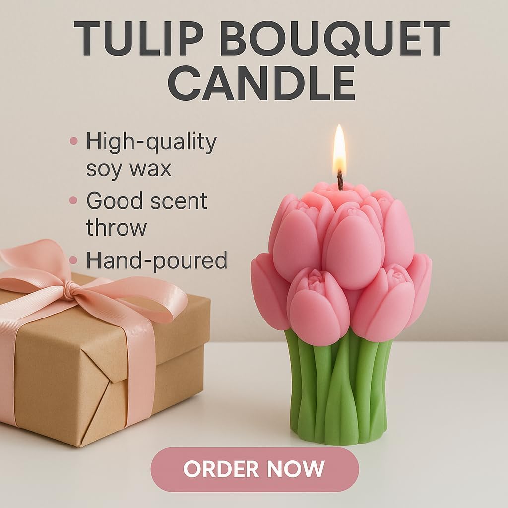 ๐ธ๐ฏ๏ธ scented light pink tulip bouquet flower candle | floral wax candle | home dรฉcor & gift โจ๐๐ ๐ธ๐ฏ๏ธ scented light pink tulip bouquet flower candle | floral wax candle | home dรฉcor & gift โจ๐๐