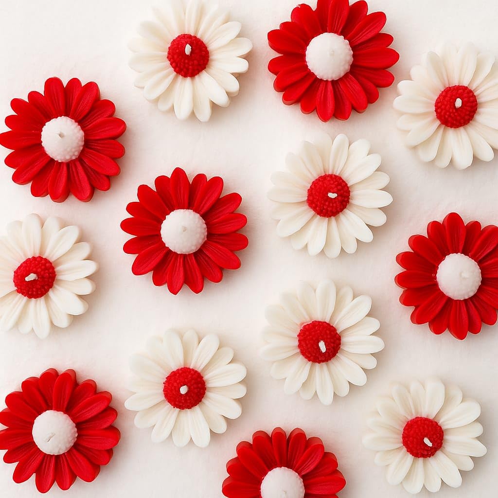 🌼🕯️ handcrafted daisy decorative candles – set of 13 | red & white | romantic home & festive décor ✨❤️🤍 🌼🕯️ handcrafted daisy decorative candles – set of 13 | red & white | romantic home & festive décor ✨❤️🤍