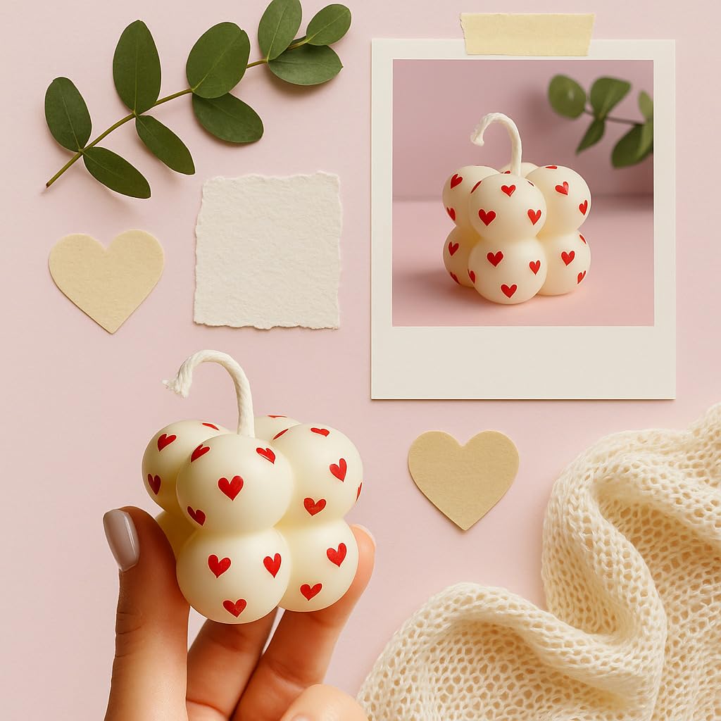 πΉπ―οΈ mini rose scented bubble candle with heart decorations β pack of 2 | romantic & handcrafted aromatherapy candle β¨π πΉπ―οΈ mini rose scented bubble candle with heart decorations β pack of 2 | romantic & handcrafted aromatherapy candle β¨π