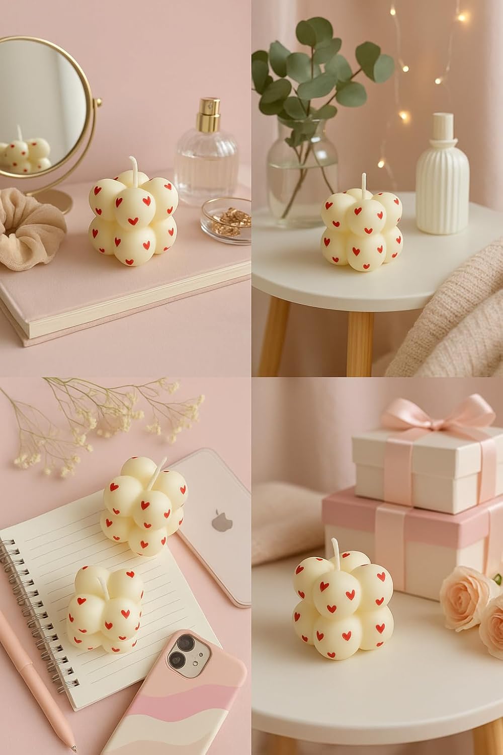 πΉπ―οΈ mini rose scented bubble candle with heart decorations β pack of 2 | romantic & handcrafted aromatherapy candle β¨π πΉπ―οΈ mini rose scented bubble candle with heart decorations β pack of 2 | romantic & handcrafted aromatherapy candle β¨π