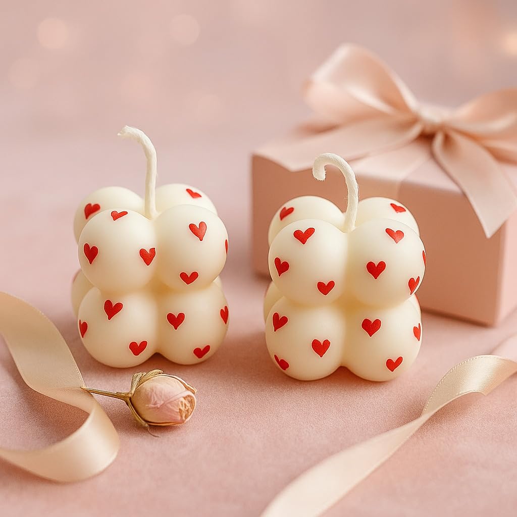 πΉπ―οΈ mini rose scented bubble candle with heart decorations β pack of 2 | romantic & handcrafted aromatherapy candle β¨π πΉπ―οΈ mini rose scented bubble candle with heart decorations β pack of 2 | romantic & handcrafted aromatherapy candle β¨π