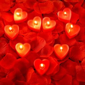 ❤️🌹smokeless decorative red rose scented heart candles – set of 24 | romantic | aromatic | premium décor candles 🕯️✨