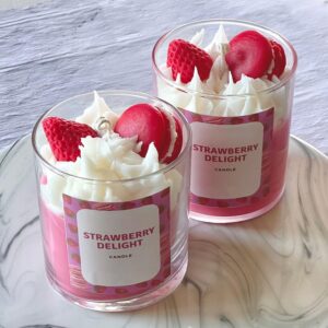 🍓🕯️ macaron strawberry candle | strawberry dessert candle | cute gift & aesthetic home décor ✨🍰
