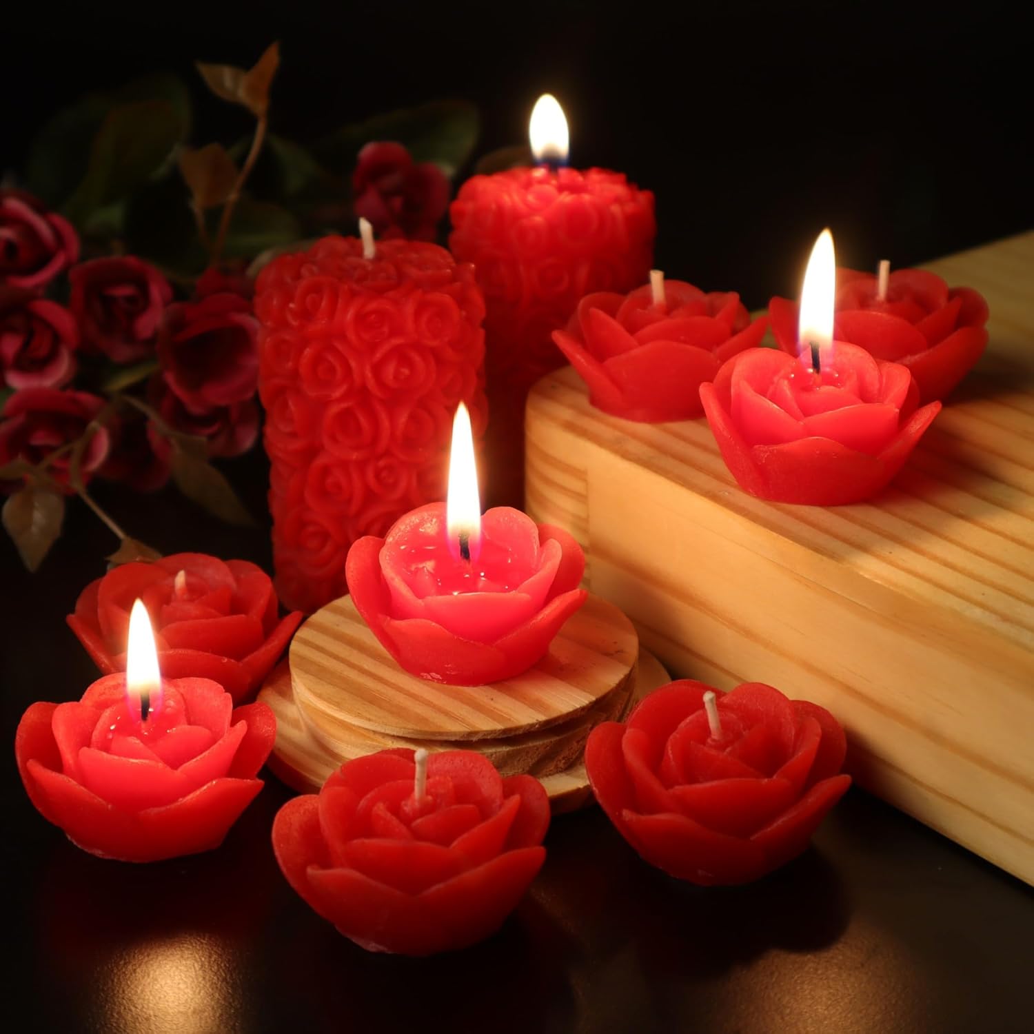 🌹❤️ 100% pure soy wax red rose scented candles – pack of 10 | floating rose + pillar combo | long burning | home décor & gifting 🕯️✨ 🌹❤️ 100% pure soy wax red rose scented candles – pack of 10 | floating rose + pillar combo | long burning | home décor & gifting 🕯️✨