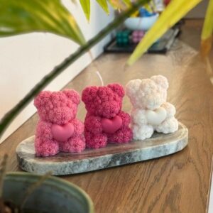 🧸🌹 rose teddy heart candle | aesthetic rose textured teddy candle | romantic home décor | premium wax candle 💗🕯️✨