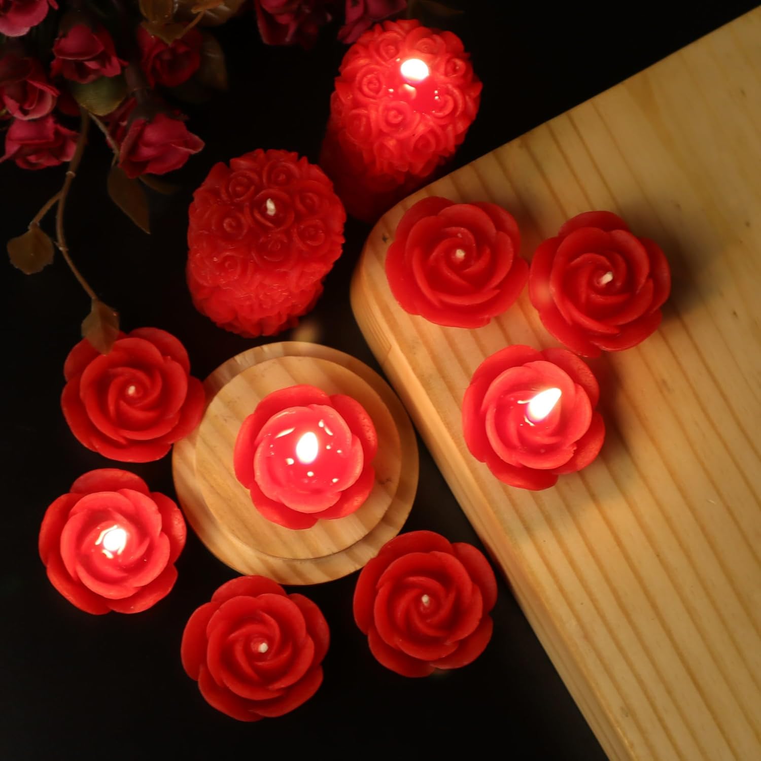 🌹❤️ 100% pure soy wax red rose scented candles – pack of 10 | floating rose + pillar combo | long burning | home décor & gifting 🕯️✨ 🌹❤️ 100% pure soy wax red rose scented candles – pack of 10 | floating rose + pillar combo | long burning | home décor & gifting 🕯️✨