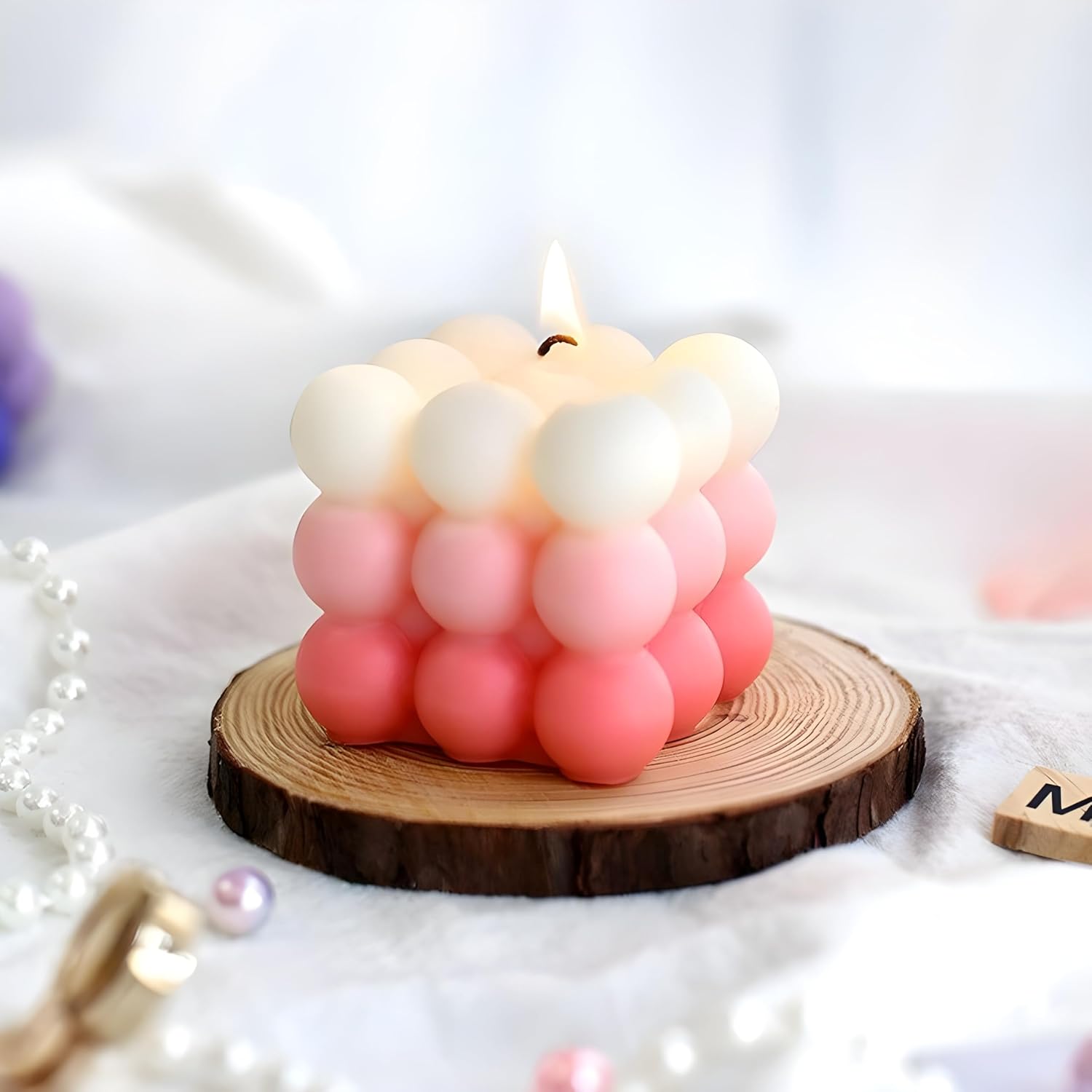 pamper luxury three layer pure soy wax bubble candles ๐ฏ๏ธ๐ | pink & white | premium floral scent | decorative scented candles | set of 2 pamper luxury three layer pure soy wax bubble candles ๐ฏ๏ธ๐ | pink & white | premium floral scent | decorative scented candles | set of 2