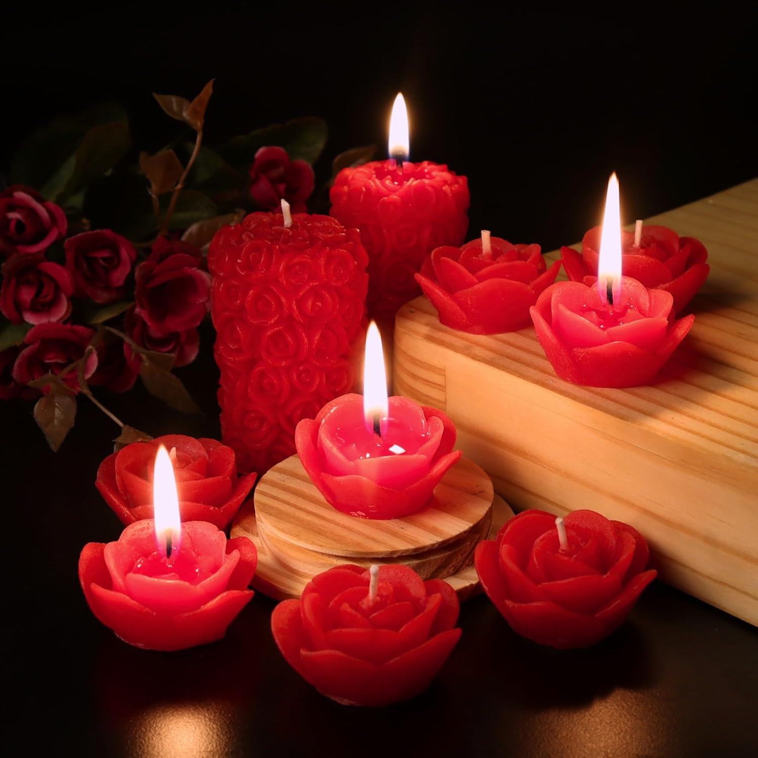 🌹❤️ 100% pure soy wax red rose scented candles – pack of 10 | floating rose + pillar combo | long burning | home décor & gifting 🕯️✨ 🌹❤️ 100% pure soy wax red rose scented candles – pack of 10 | floating rose + pillar combo | long burning | home décor & gifting 🕯️✨