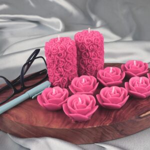 🌸 100% pure soy wax pink scented candles | floating rose + pillar rose combo | cucumber melon fragrance | set of 10 premium decorative candles 🕯️✨💗