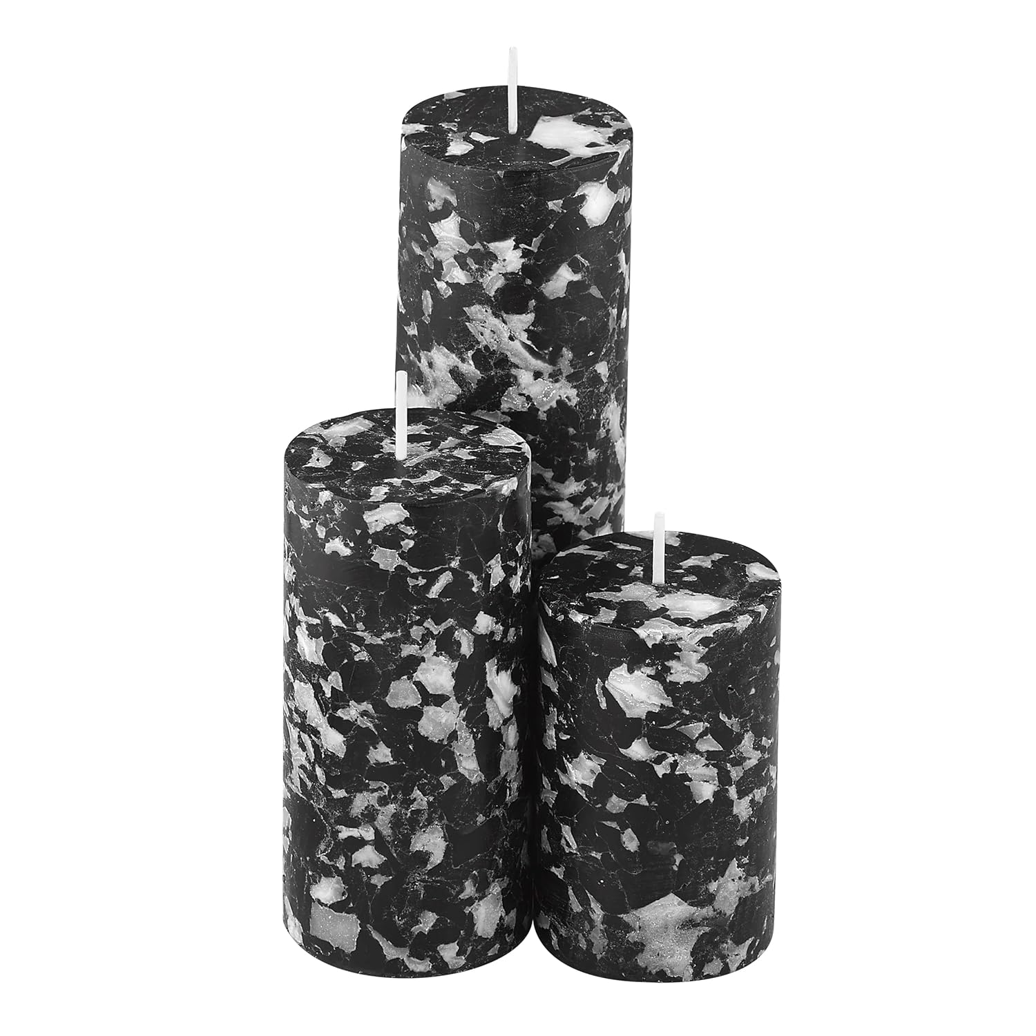 π€π―οΈ set of 3 fragrance pillar candles, marble finish (black β flora by) β¨π‘ π€π―οΈ set of 3 fragrance pillar candles, marble finish (black β flora by) β¨π‘