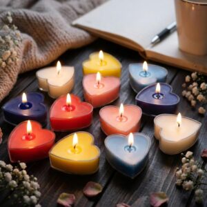 💖🕯️ pure soy wax acrylic heart shape scented candles – multi color & multi scent | set of 12 | romantic décor & gifting ✨🌈