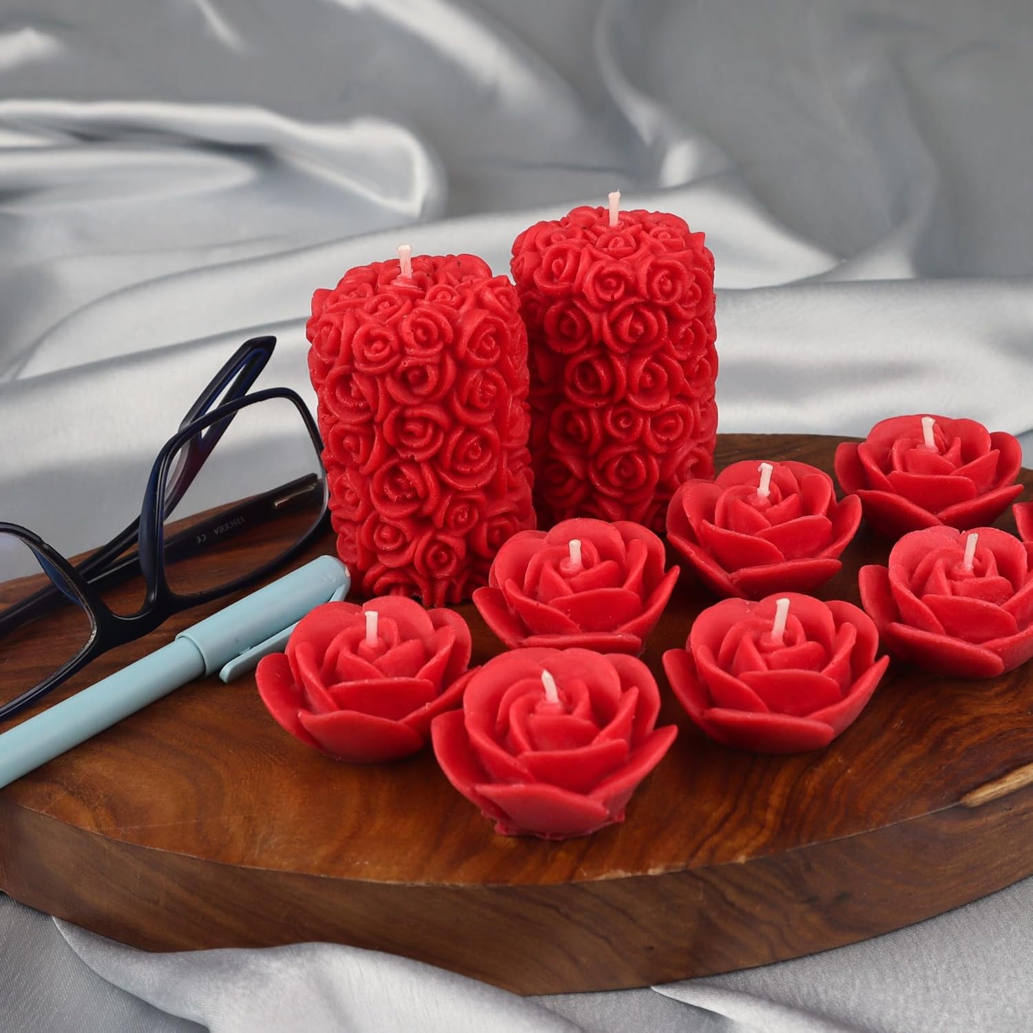 🌹❤️ 100% pure soy wax red rose scented candles – pack of 10 | floating rose + pillar combo | long burning | home décor & gifting 🕯️✨ 🌹❤️ 100% pure soy wax red rose scented candles – pack of 10 | floating rose + pillar combo | long burning | home décor & gifting 🕯️✨