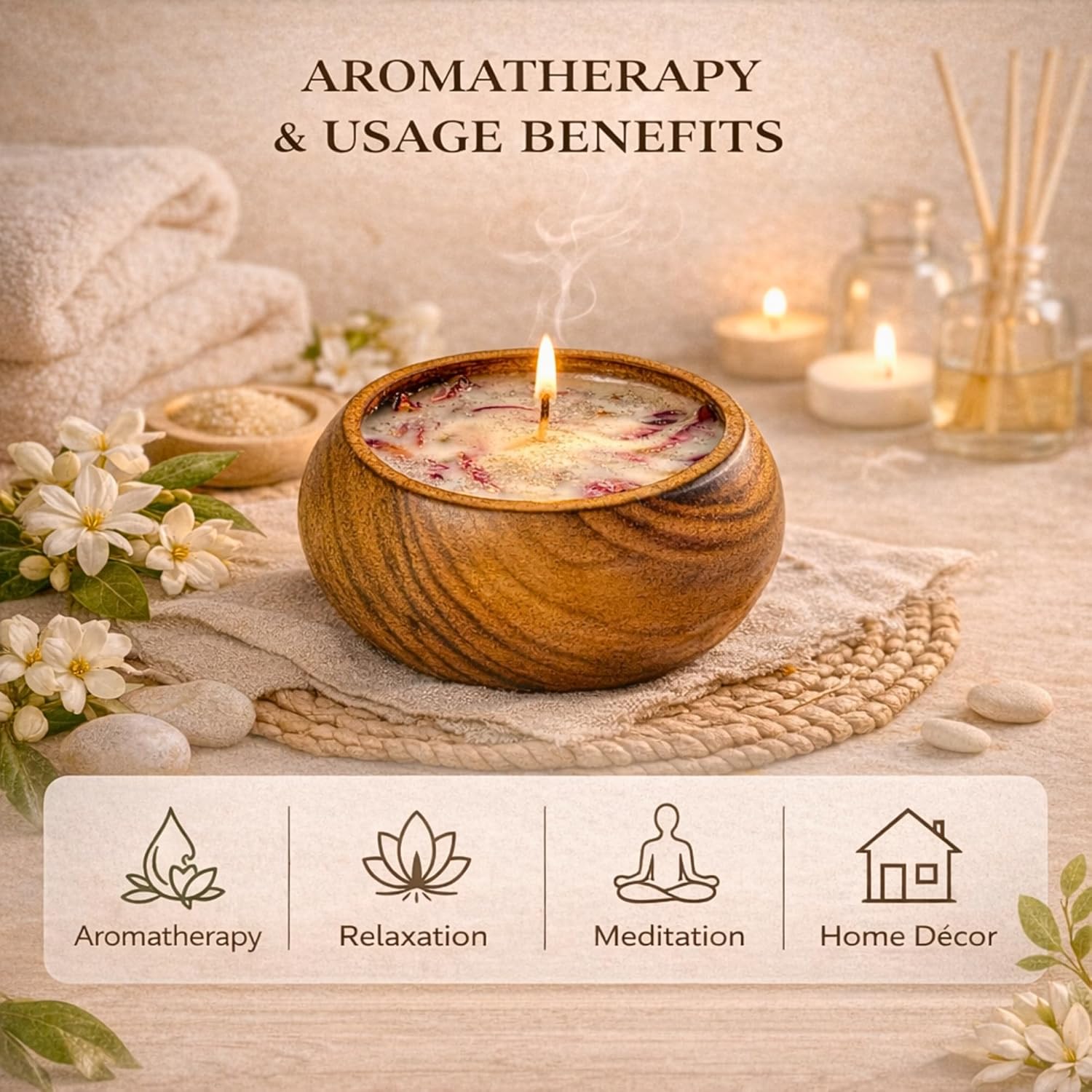 🪵🕯️ wooden bowl scented candle | rustic home décor, relaxation & gifting ✨🤎 🪵🕯️ wooden bowl scented candle | rustic home décor, relaxation & gifting ✨🤎