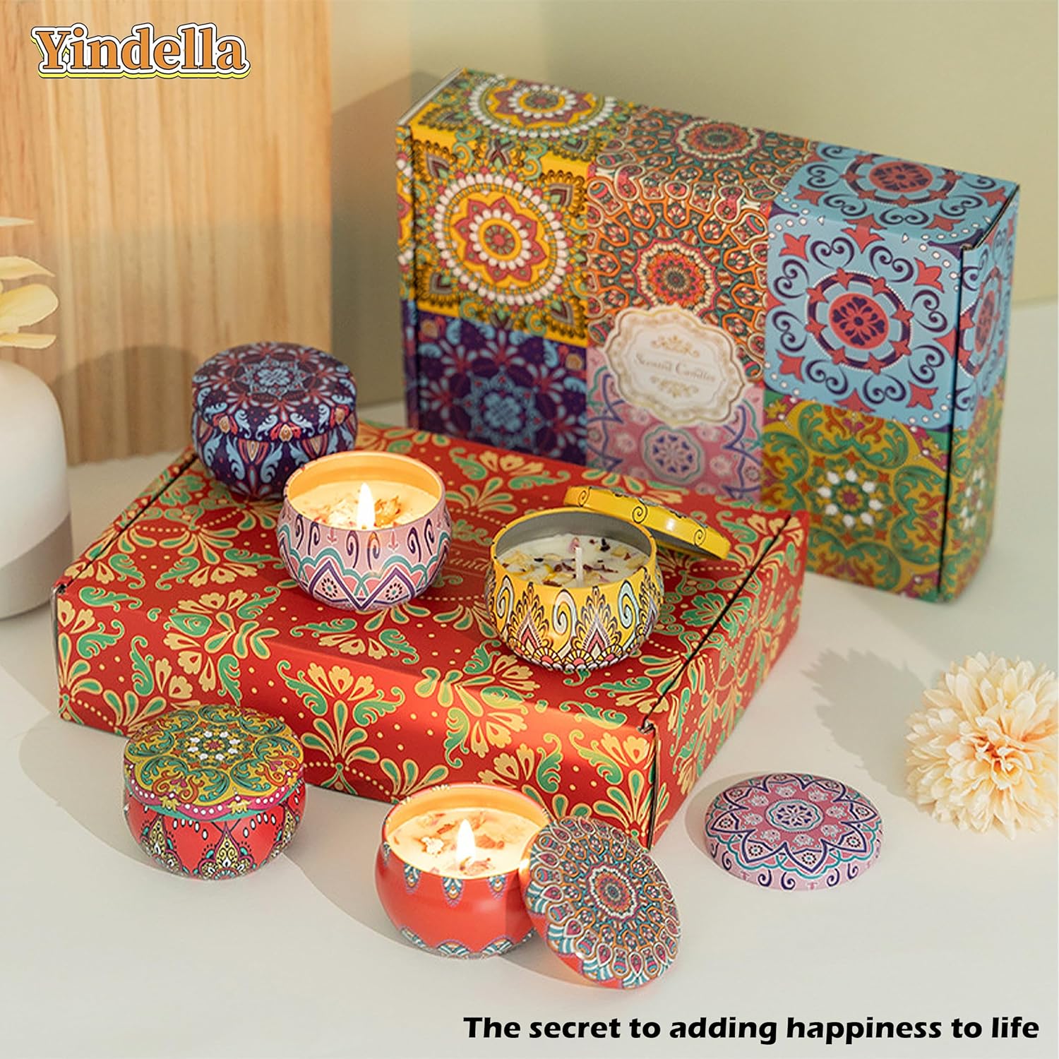 🌸🕯️ 6 pcs printed jar scented candles with luxury floral gift box | soy wax aroma, smoke free, perfect for home décor & gifting ✨ 🌸🕯️ 6 pcs printed jar scented candles with luxury floral gift box | soy wax aroma, smoke free, perfect for home décor & gifting ✨