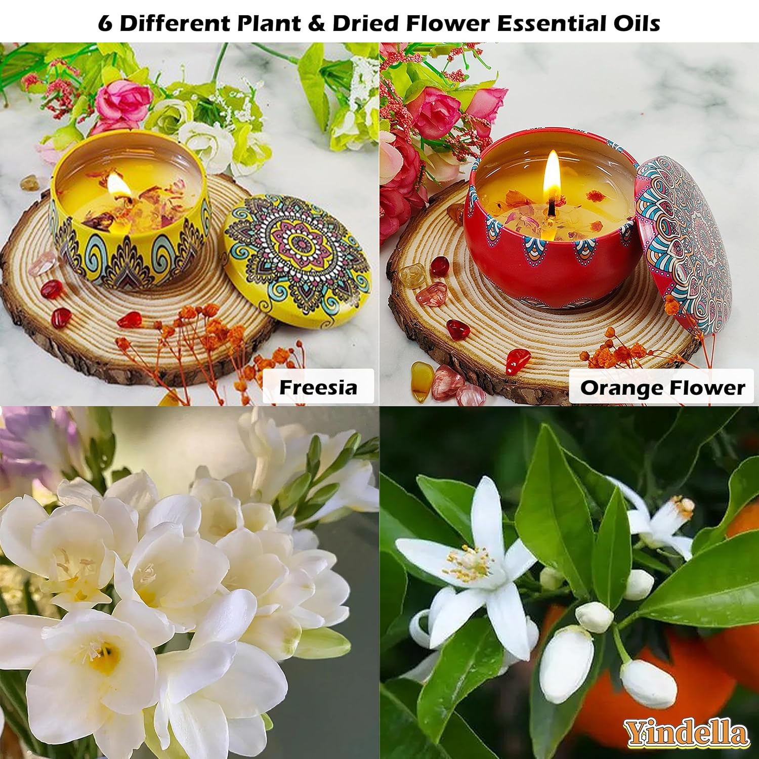 🌸🕯️ 6 pcs printed jar scented candles with luxury floral gift box | soy wax aroma, smoke free, perfect for home décor & gifting ✨ 🌸🕯️ 6 pcs printed jar scented candles with luxury floral gift box | soy wax aroma, smoke free, perfect for home décor & gifting ✨