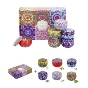 🌸🕯️ 6 pcs printed jar scented candles with luxury floral gift box | soy wax aroma, smoke free, perfect for home décor & gifting ✨