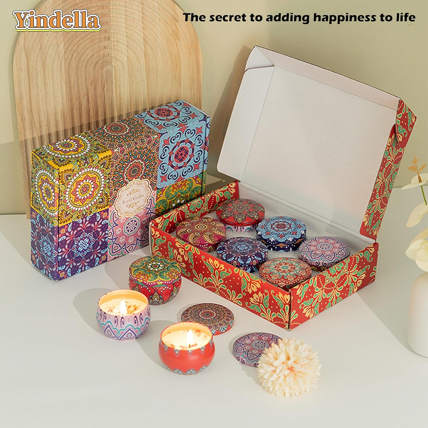 🌸🕯️ 6 pcs printed jar scented candles with luxury floral gift box | soy wax aroma, smoke free, perfect for home décor & gifting ✨ 🌸🕯️ 6 pcs printed jar scented candles with luxury floral gift box | soy wax aroma, smoke free, perfect for home décor & gifting ✨