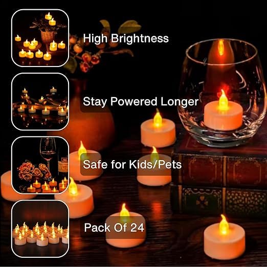 🕯️✨ set of 24 tea light led candles – smokeless decorative lights | home, festival & party décor 🌟🏡 🕯️✨ set of 24 tea light led candles – smokeless decorative lights | home, festival & party décor 🌟🏡