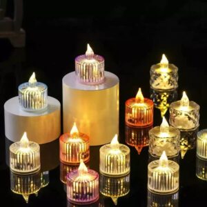 ✨🕯️ flameless led tea light candles – pack of 6 | smokeless acrylic decorative lights for home, festivals & events 💡