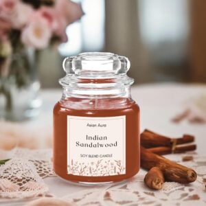 🌳🕯️ scented organic soy wax yankee jar candle – indian sandalwood | luxury aromatherapy candle (brown, pack of 1) ✨🏡