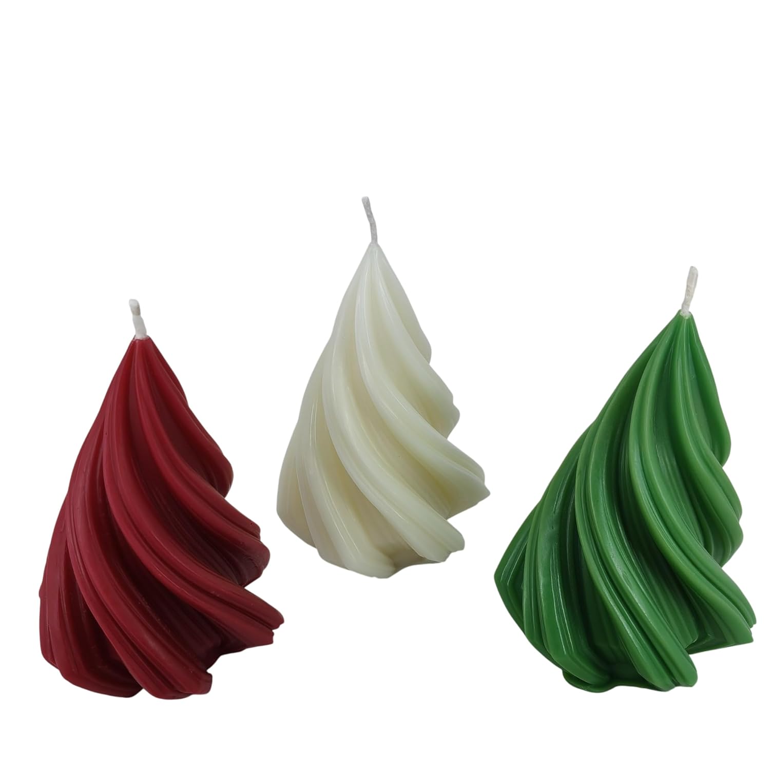 🎄🕯️ auralyn spiral christmas tree candle set of 3 | luxury holiday décor & gift set | multicolor (cream, red & mint green) ✨🎁 🎄🕯️ auralyn spiral christmas tree candle set of 3 | luxury holiday décor & gift set | multicolor (cream, red & mint green) ✨🎁
