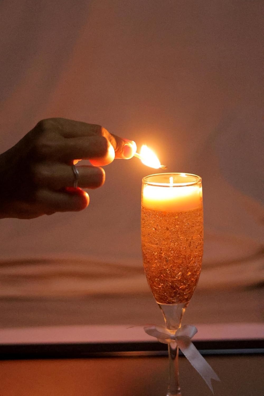 🍾🕯️ luxury champagne glass scented candle | golden glitter gel with white wax top | premium decorative aroma candle for home décor & gifting ✨🏡 🍾🕯️ luxury champagne glass scented candle | golden glitter gel with white wax top | premium decorative aroma candle for home décor & gifting ✨🏡