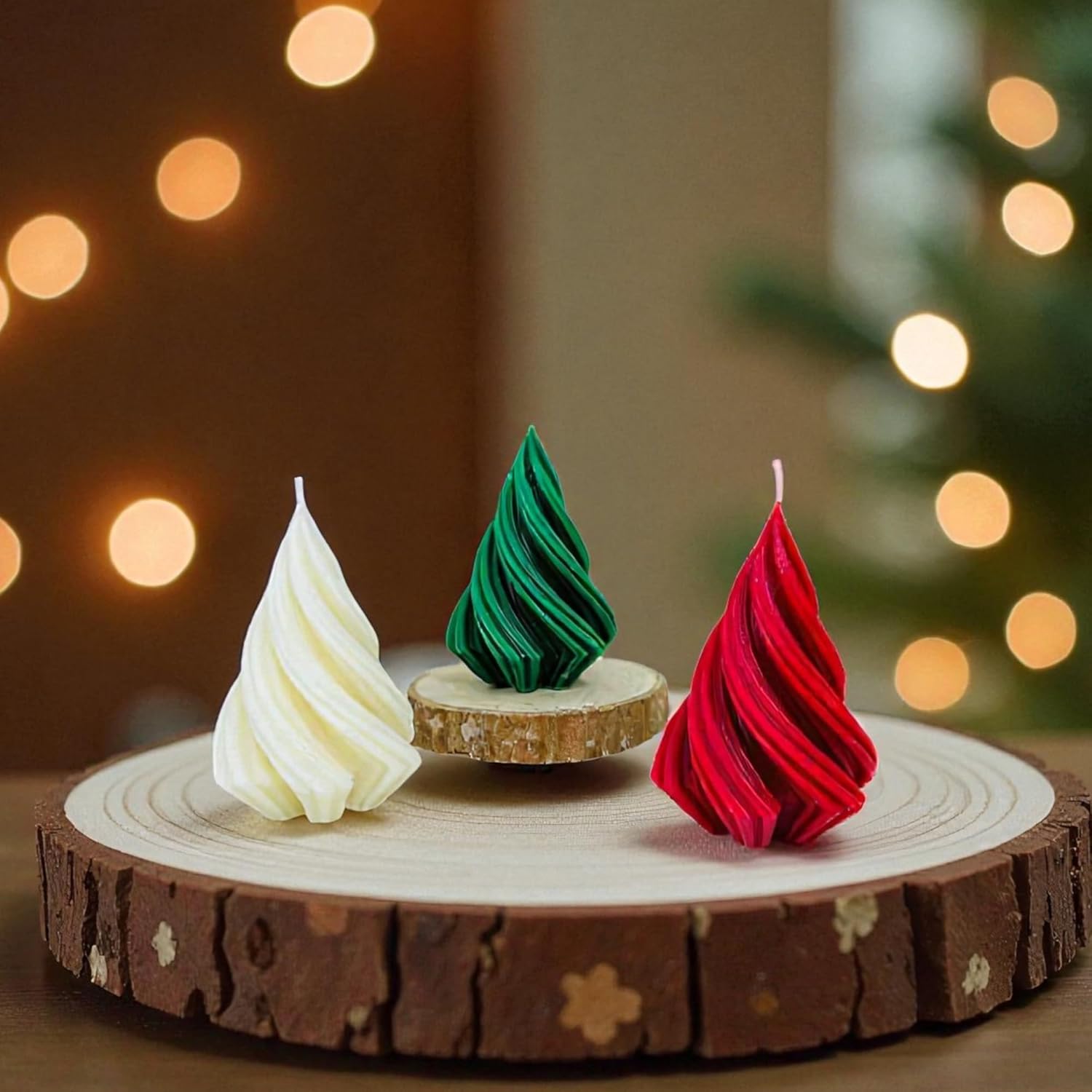 🎄🕯️ auralyn spiral christmas tree candle set of 3 | luxury holiday décor & gift set | multicolor (cream, red & mint green) ✨🎁 🎄🕯️ auralyn spiral christmas tree candle set of 3 | luxury holiday décor & gift set | multicolor (cream, red & mint green) ✨🎁