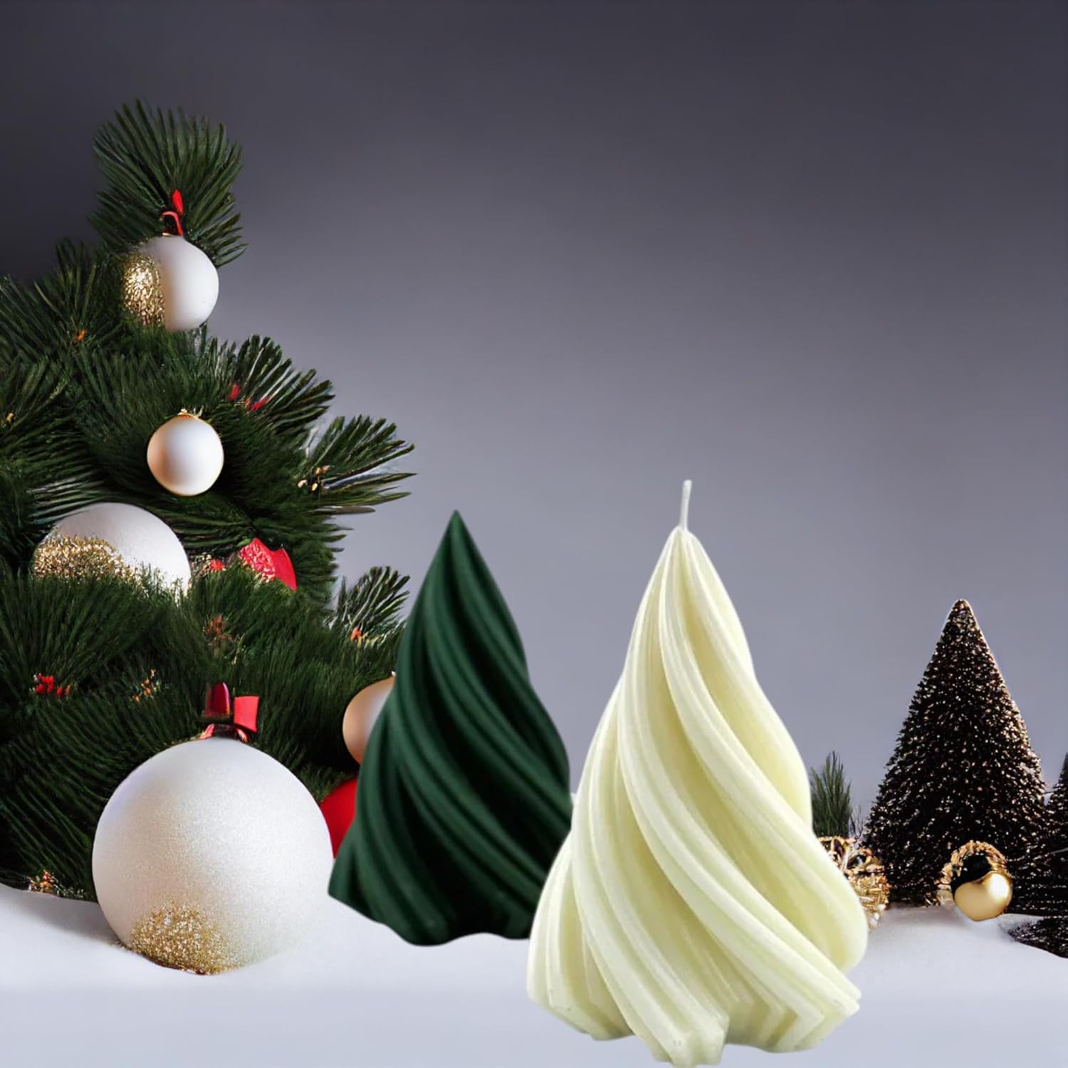 🎄🕯️ auralyn spiral christmas tree candle set of 3 | luxury holiday décor & gift set | multicolor (cream, red & mint green) ✨🎁 🎄🕯️ auralyn spiral christmas tree candle set of 3 | luxury holiday décor & gift set | multicolor (cream, red & mint green) ✨🎁