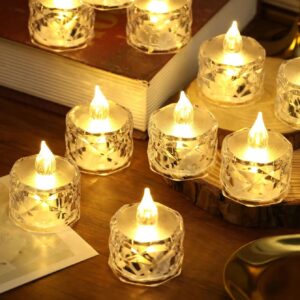 🕯️✨ crystal acrylic led tealight candles – pack of 6 | flameless decorative lights for home & festivals (warm yellow) 💛