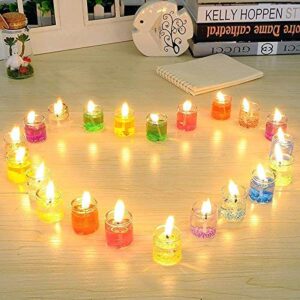 🕯️🌈 multicolour glass jelly gel candles – pack of 12 | smokeless decorative tealights for home, spa & festive décor ✨