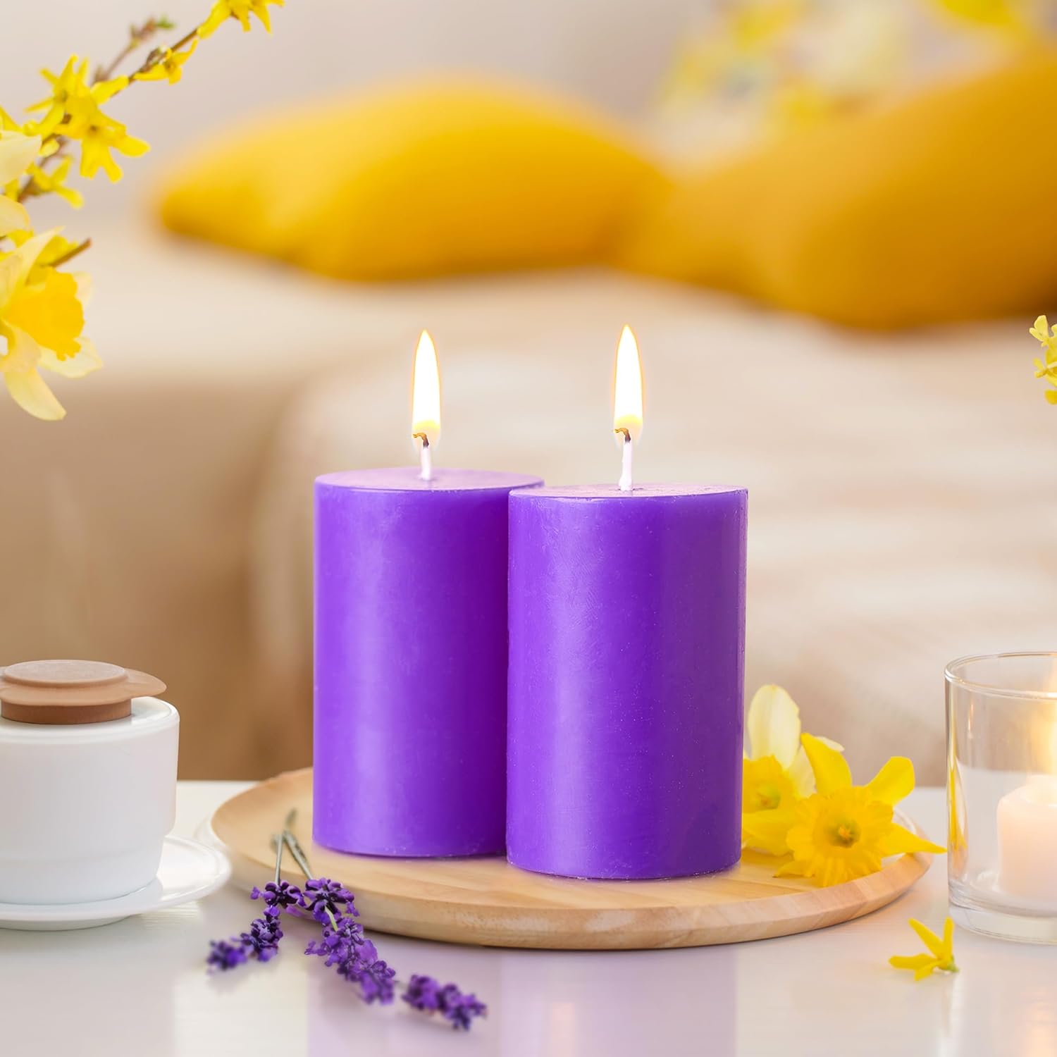 ππ―οΈ highly lavender scented premium pillar candles β set of 4 | 10β12 hours burn time | smokeless & dripless | home dΓ©cor & festival collection β¨π‘ ππ―οΈ highly lavender scented premium pillar candles β set of 4 | 10β12 hours burn time | smokeless & dripless | home dΓ©cor & festival collection β¨π‘