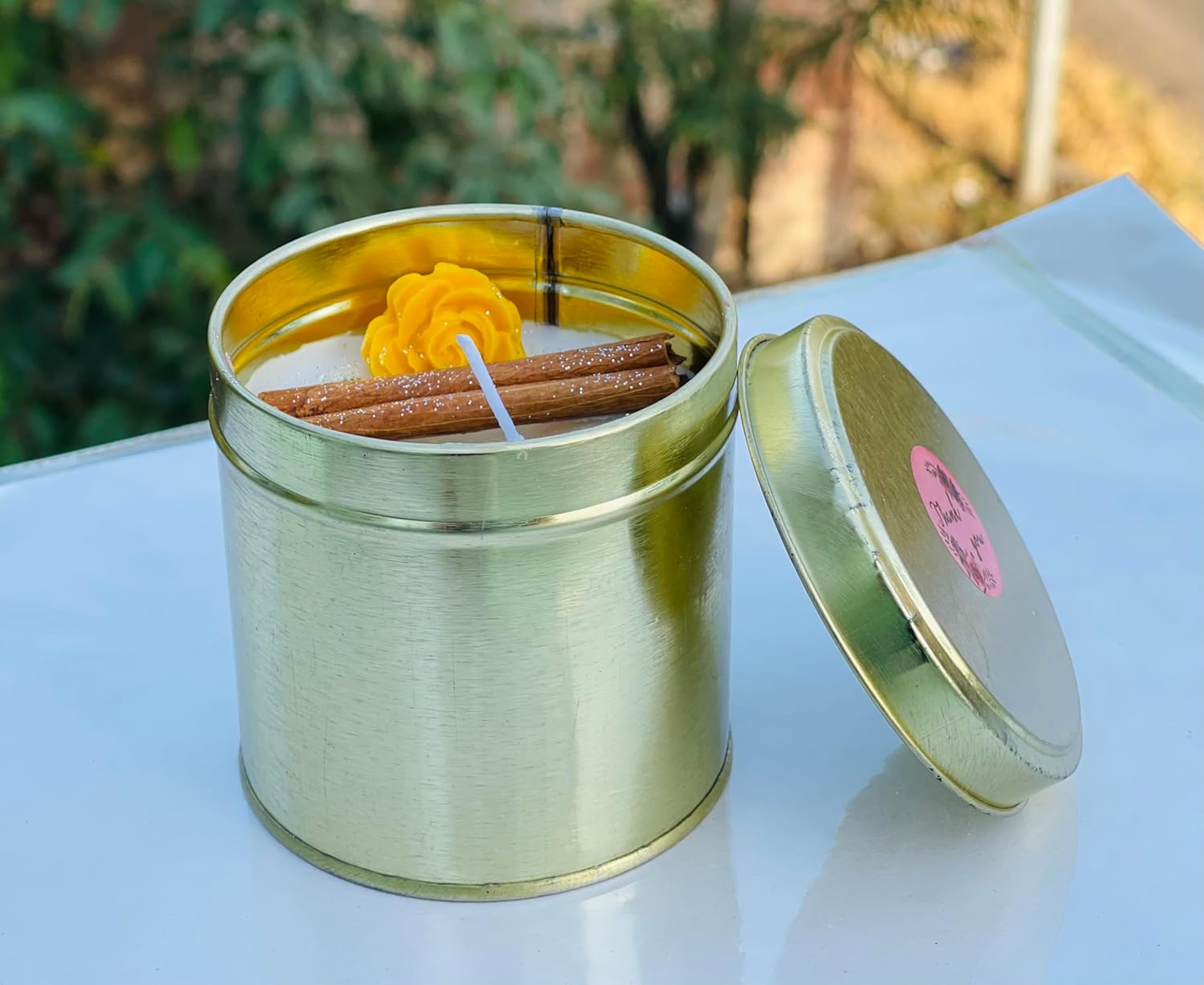 🌿✨🕯️ scented spiced herb soy wax candle in golden tin | natural herbal aroma candle for home décor & gifting 🌿✨🕯️ scented spiced herb soy wax candle in golden tin | natural herbal aroma candle for home décor & gifting